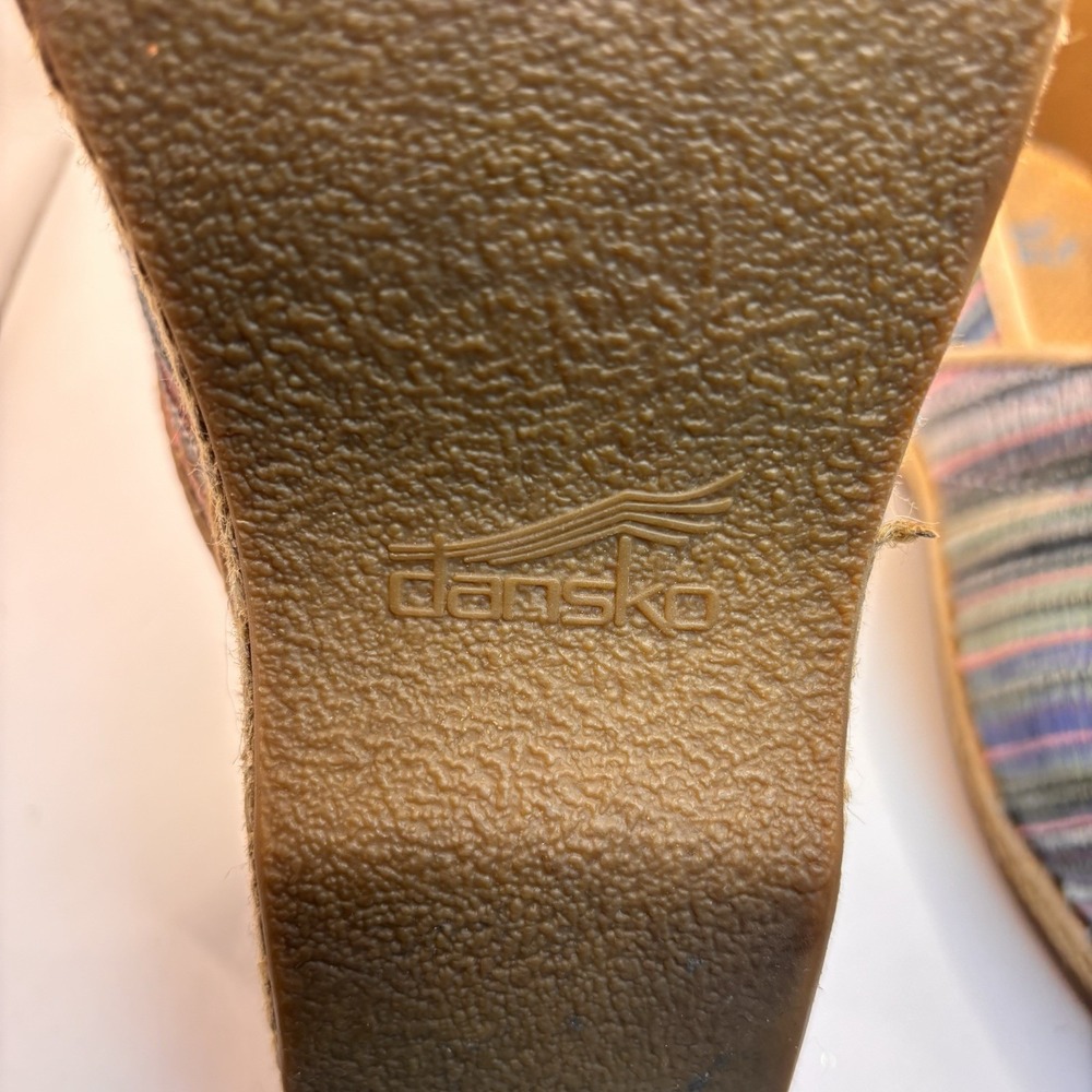 Dansko Pro Clogs Slip On Shoes Womens 41/10.5 Multicolor Pastel Jute Wedge Heel - Picture 9 of 9